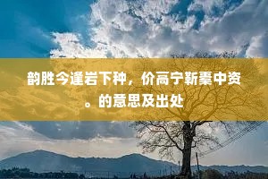 韵胜今逢岩下种，价高宁靳橐中资。的意思及出处