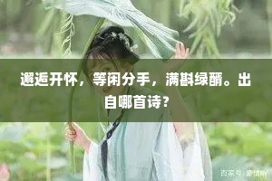 邂逅开怀，等闲分手，满斟绿醑。出自哪首诗？