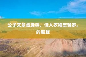 公子文章裁瑞锦，佳人衣袖剪轻罗。的解释