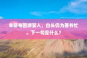 朱邸每因游宴入，白头仍为著书忙。下一句是什么？
