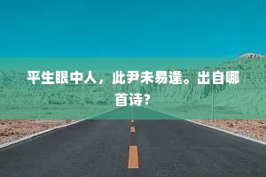 平生眼中人，此尹未易逢。出自哪首诗？