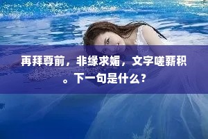 再拜尊前，非缘求媚，文字嗟薪积。下一句是什么？