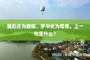 醒后还为蝴蝶,梦中化为鸳鸯。上一句是什么? 醒后还为蝴蝶,梦中化为鸳鸯。上一句是什么?