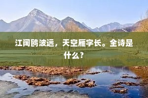 江阔鸥波远，天空雁字长。全诗是什么？