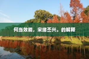 何当效能，宋绪丕兴。的解释