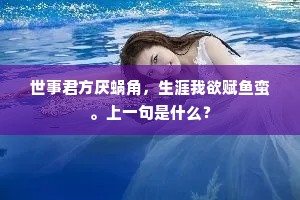 世事君方厌蜗角，生涯我欲赋鱼蛮。上一句是什么？
