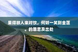 果得故人来对饮，何妨一笑到金莲。的意思及出处