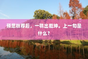 预思秋荐后，一鹗出乾坤。上一句是什么？