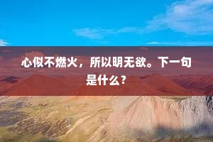 心似不燃火，所以明无欲。下一句是什么？
