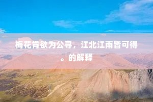 梅花肯欲为公寻，江北江南皆可得。的解释