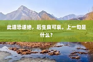 此道恐遂绝，后生良可哀。上一句是什么？