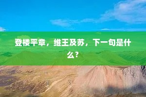 登楼平章，维王及苏，下一句是什么？