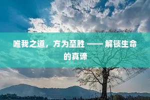 唯我之道，方为至胜 —— 解锁生命的真谛