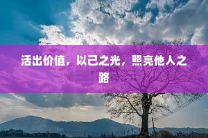 活出价值，以己之光，照亮他人之路