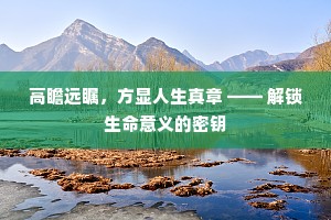 高瞻远瞩，方显人生真章 —— 解锁生命意义的密钥