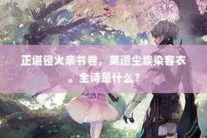 正堪镫火亲书卷，莫遣尘埃染客衣。全诗是什么？