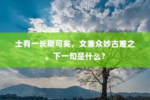 士有一长斯可矣，文兼众妙古难之。下一句是什么？