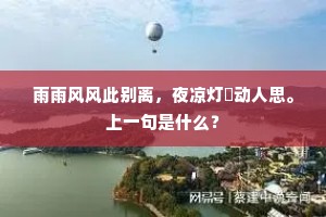 雨雨风风此别离，夜凉灯灺动人思。上一句是什么？