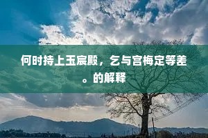 何时持上玉宸殿，乞与宫梅定等差。的解释