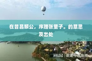 在昔昌黎公，序赠张童子。的意思及出处