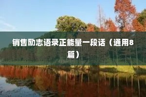 销售励志语录正能量一段话（通用8篇）