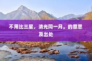 不用比三星，清光同一月。的意思及出处