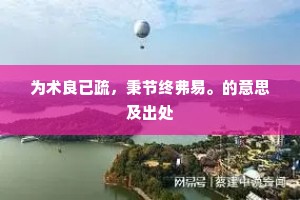 为术良已疏，秉节终弗易。的意思及出处