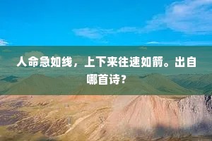 人命急如线，上下来往速如箭。出自哪首诗？