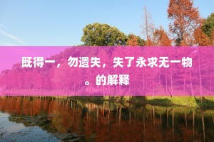 既得一，勿遗失，失了永求无一物。的解释