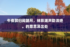 午夜醉归闻踏月,林影滩声助清绝。的意思及出处 午夜醉归闻踏月,林影滩声助清绝。的意思及出处