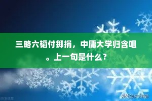 三略六韬付掷捐，中庸大学归含咀。上一句是什么？