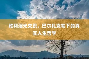 胜利泪光交织，巴尔扎克笔下的真实人生哲学