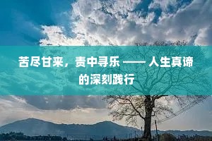 苦尽甘来，责中寻乐 —— 人生真谛的深刻践行