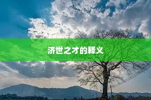 济世之才的释义