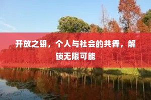 开放之钥，个人与社会的共舞，解锁无限可能