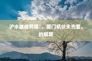 沪水捷收劳骠褭，夔门机伏失兜鍪。的解释