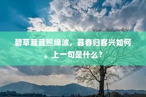 碧草茸茸照绿波，暮春归客兴如何。上一句是什么？