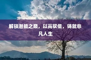 解锁潜能之巅，以高驭低，铸就非凡人生