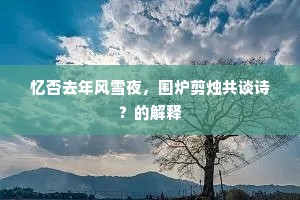 忆否去年风雪夜，围炉剪烛共谈诗？的解释