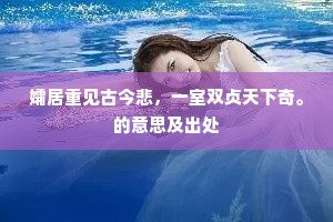 孀居重见古今悲，一室双贞天下奇。的意思及出处