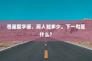 苍崖题字遍，阅人知多少。下一句是什么？