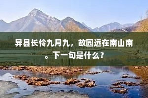 异县长怜九月九，故园远在南山南。下一句是什么？