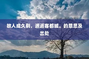 故人成久别，邂逅客都城。的意思及出处