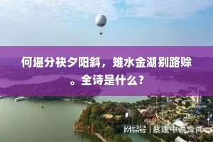 何堪分袂夕阳斜，雉水金湖别路赊。全诗是什么？