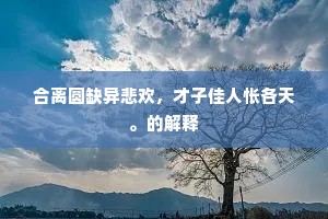 合离圆缺异悲欢，才子佳人怅各天。的解释