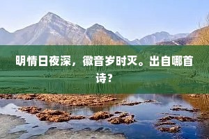 明情日夜深，徽音岁时灭。出自哪首诗？