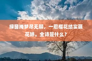 绿窗掩梦尽无聊，一忍榴花结实藕花娇。全诗是什么？