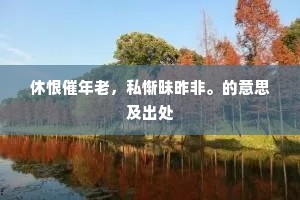 休恨催年老，私惭昧昨非。的意思及出处