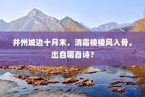 并州城边十月末，清霜棱棱风入骨。出自哪首诗？