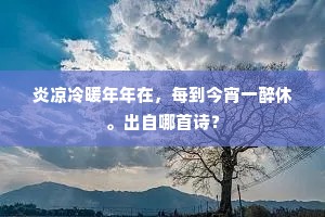 炎凉冷暖年年在，每到今宵一醉休。出自哪首诗？